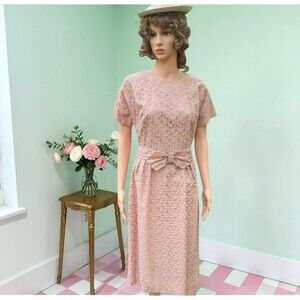 Vintage 1950s Wiggle Dress Coquette Old Hollywood Pretty Bow Sheath/Hat Pin Up